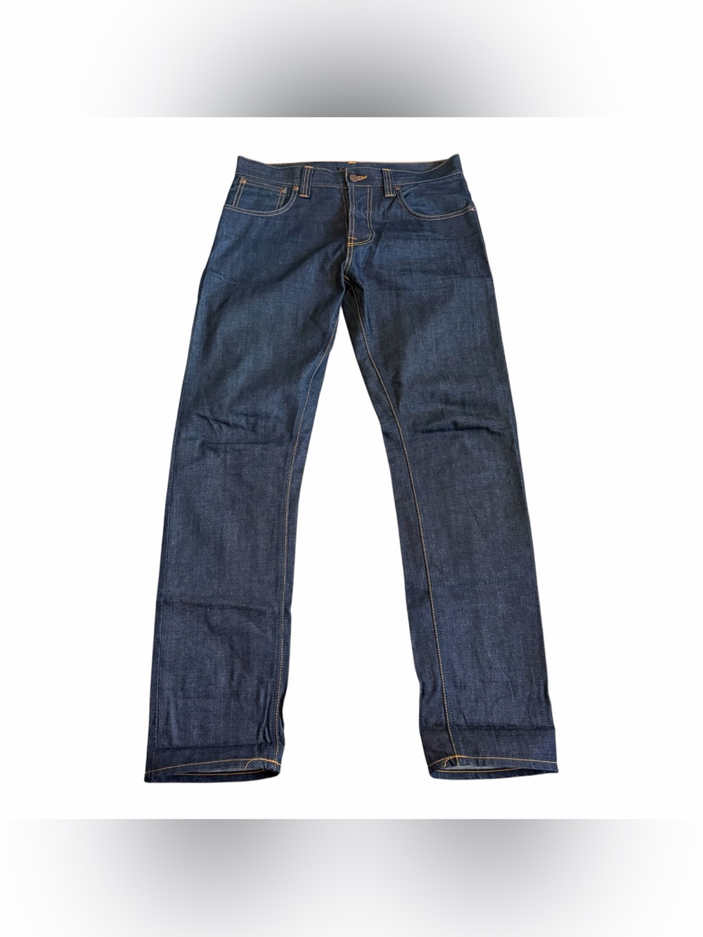 Nudie Men’s Steady Eddie Slim Straight Tapered Jeans Sz 33 Tonal Dry Raw Denim
